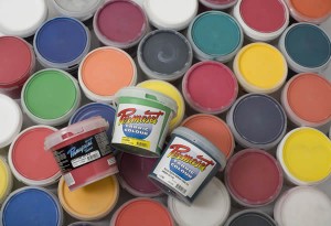 collection of multicoloured paint pots